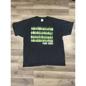 Vintage 90s Frank Turner Shirt Size XL Black Band Folk Punk Music Bottle Graphic